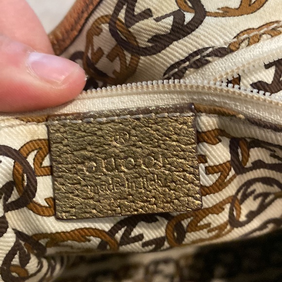 Gucci Princy GG Monogram Gold Canvas Leather Tote Cute Bow Damaged (Authentic) - Picture 3 of 14